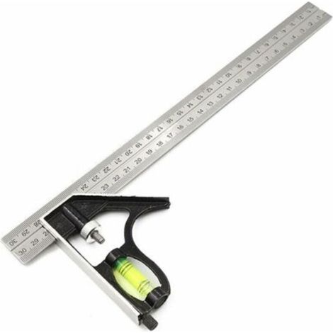 Règles à tracer Carrée Outils de Mesure,équerre combinée 300 mm,Acier Inoxydable Règle d'angle de Combinaison avec règle Réglable d'angle Droit d'alliage de Zinc Outil,Règle à Angle Carrée Combinaison (1/5)