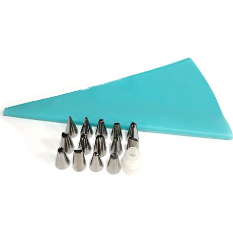 Sac à Douille - Sac en Nylon Réutilisable avec 24 Embouts en Acier Inoxydable et 3 Coussinets pour Décoration de Gâteaux - 1 Pièce (1/5)