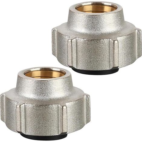 Lot de 2 raccords de serrage en laiton 3/4" x 15 mm avec raccords en cuivre plaqué argent pour radiateurs, pour Euroconus, convient pour cuivre, acier doux et tuyaux en acier au carbone (1/5)