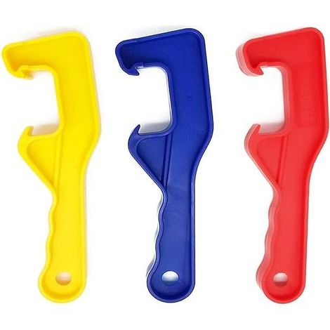 Ouvre-couvercles en plastique pour seaux de peinture de 5 gallons (lot de 3), outil de levage et d'extraction de couvercles, pour la maison, le bureau et l'industrie (rouge, jaune, bleu) (1/5)