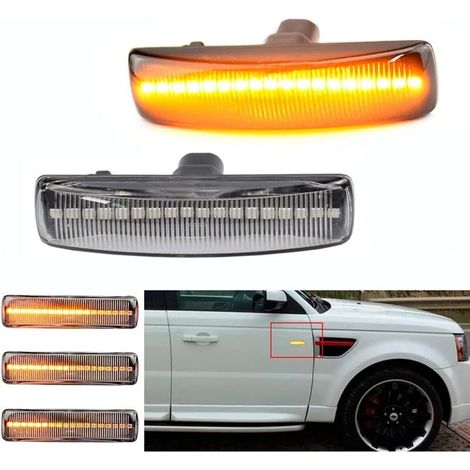 Lot de 2 clignotants latéraux à LED dynamiques pour Land Rover Range Rover Sport Discovery LR3 LR4 Freelander LR2 (Blanc) (1/5)