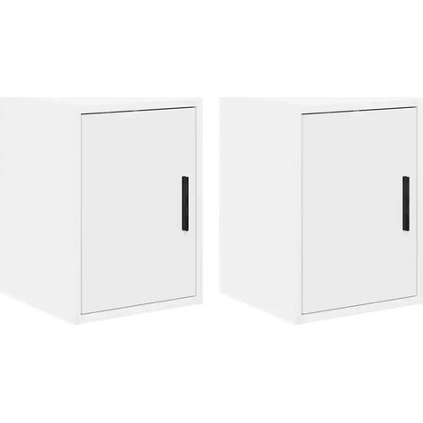 Lote de 2 armarios de pared de garaje prácticos 30 x 30 x 41 cm madera contrachapada blanco 020051402 (1/5)
