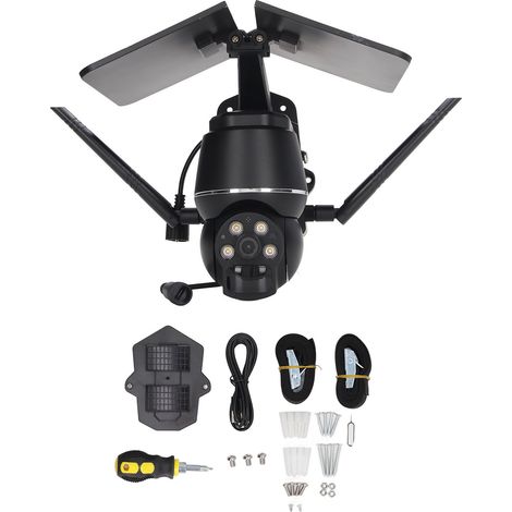 Caméra à énergie solaire 1080P 3MP, sécurité intelligente sans fil à 360 ° pour l'extérieur, étanche IP65, WiFi 2.4GHz (1/5)