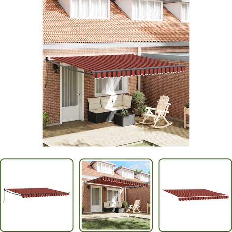 Store extérieur - Auvent rétractable électrique orange et marron 350 x 250 cm (1/5)