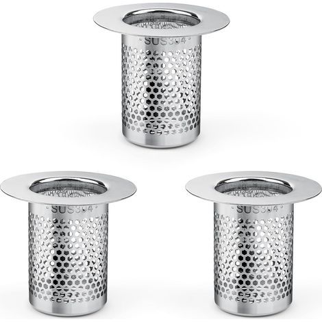 Hair Filter for Shower, 3 Pieces Stainless Steel Shower Hair Filter, 5.5 × 5cm Kitchen Sink Filter for Balcony, Kitchens Bathroom Floor Drain Filter