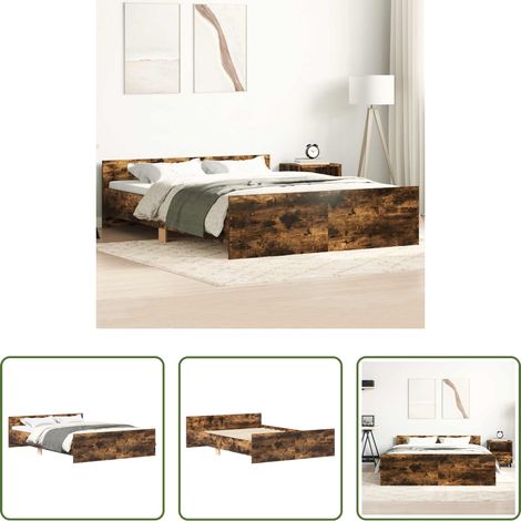 Sommeil -  Cadre de lit sans matelas chêne fumé 140x190 cm (1/5)