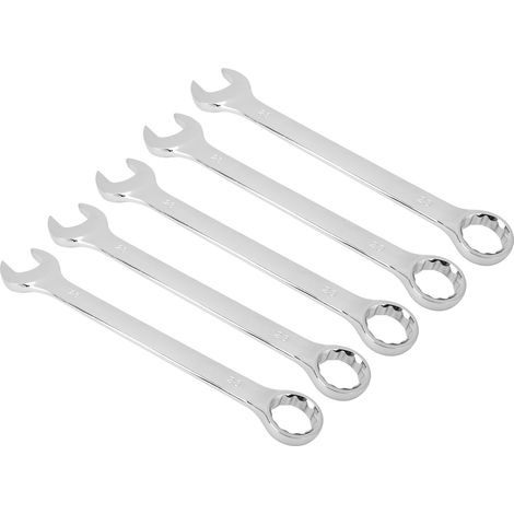 Jeu de 5 clés mixtes à cliquet, embouts ouverts, outil manuel industriel 23mm, coffret professionnel robuste. (1/5)