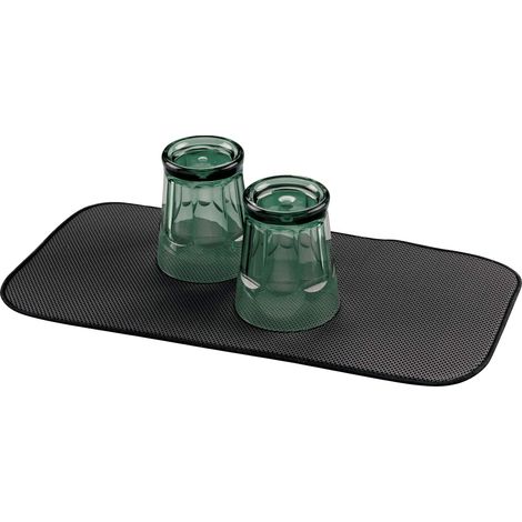tapis de sechage, petit tapis égouttoir vaisselle en polyester, tapis évier fin pour un séchage rapide des assiettes, noir/blanc (1/5)