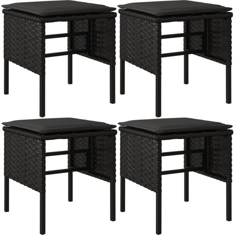 Maison Exclusive - Gartenhocker mit Kissen 4 Stk. Schwarz Poly Ra