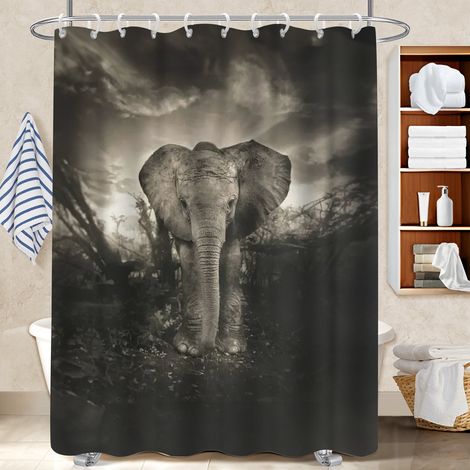 Ensemble rideau de douche polyester avec anneaux 180x180 cocooning bâche polyester douche pour une déco moderne (1/5)