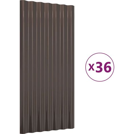 Panneaux de toiture 36 pcs Acier galvanisé Brun 80x36 cm