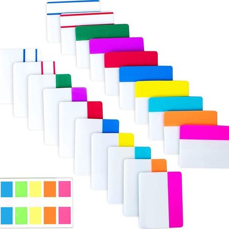 500 pestañas adhesivas de 2 pulgadas para índice: marcadores de página escribibles y reposicionables en 10 colores para notas y documentos (1/5)