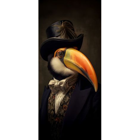 Tableau sur verre synthétique toucan humain 65x145 cm - Impression sur Verre synthétique - Image HD imprimée sur Verre synthétique - Tableau mural décoratif - Fabriqué en France (1/4)