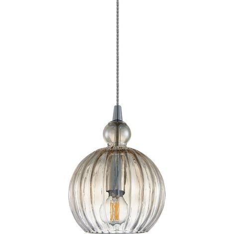 Lampada a sospensione Biron Italux cromata vetro E14 (1/2)