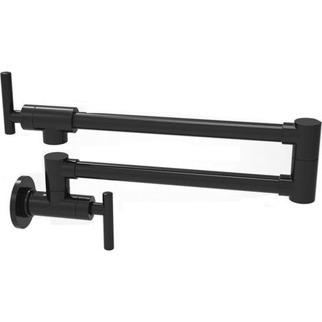 Robinet de remplissage de pot Entrée en laiton massif Mount Mount Mount Pot Filleur Robinet Robinet Spout pivotant Brossé Nickel Matt Noir Eau Noir Seulement avec Dual Swing Robinet pliant ( Color : Z (1/3)