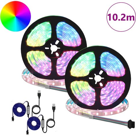 Bande LED 2 pcs Noir et Transparent 5100 mm Cuivre et plastique