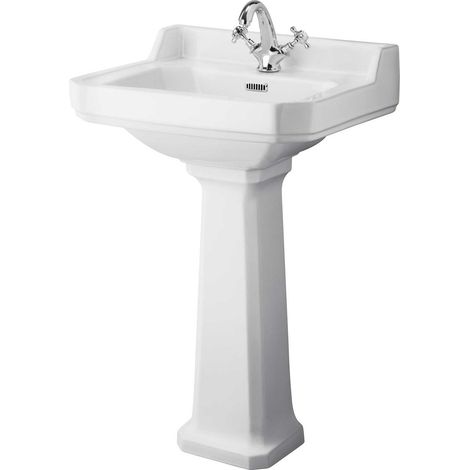 Hudson Reed Richmond Basin with Full Pedestal 560mm Wide - 1 Tap Hole (1/2)
