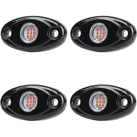 4er-Pack wasserdichte LED-Scheinwerfer für Felsen, Unterbodenbeleuchtung und Trail-Beleuchtung für LKWs, ATVs und Offroad-Boote – rot (1/5)