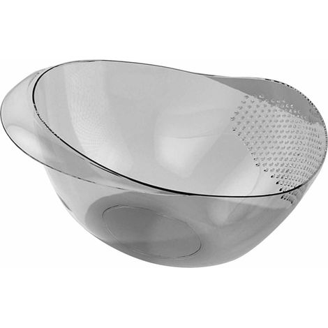 Multifunktionale Reiswaschschüssel aus Kunststoff mit Reissieb und seitlichen Abtropfflächen für die Küche, transparent, grau (1/5)