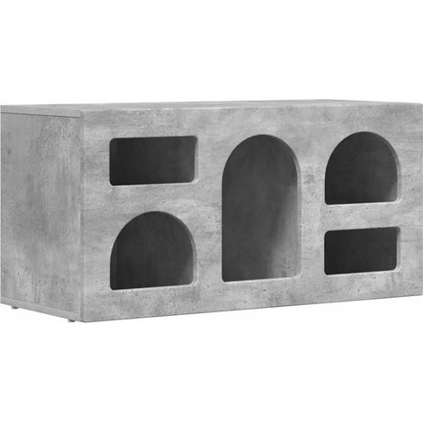 Mobile porta TV moderno con vano a giorno e ripiani 80 x 35 x 40 cm in legno multistrato grigio cemento 020054767