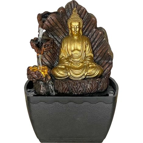 Fontaine d"intérieur en résine bouddha et rocher (1/4)