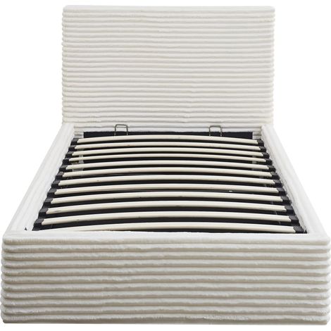 Lit Coffre MAIA 90x190cm Velours Côtelé Écru avec Sommier (1/5)