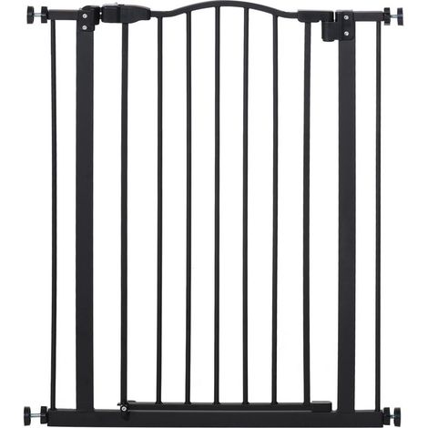 Barrière de sécurité pour chien extensible 74-80 cm fermeture automatique fixation par pression sans percer noir (1/5)