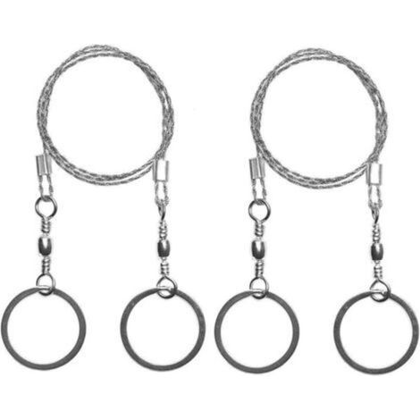 Survival Steel Wire Saw 2-piece Pocket Wire Saw Ideal for Survival Gear, Camping, Hunting, Tree Cutting, Emergency Kit, Tool Chain (1/5)