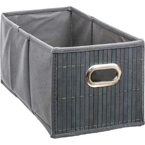 Boîte de Rangement Pliable Bambou 15x31cm Gris
