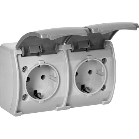 Presa Orno 2x2P+Z Schuko protezione IP44 superficie (1/2)