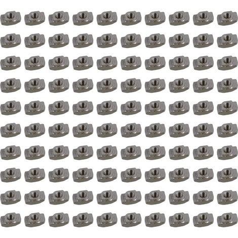 100PCS Acier au carbone Norme européenne T Écrou M4 Filetage 10x6x4mm Argent-Ensoleillé (1/3)