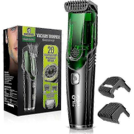 Tondeuse à barbe aspirante, tondeuse à moustache rechargeable avec sabot réglable (1-20 mm), étanche IPX6