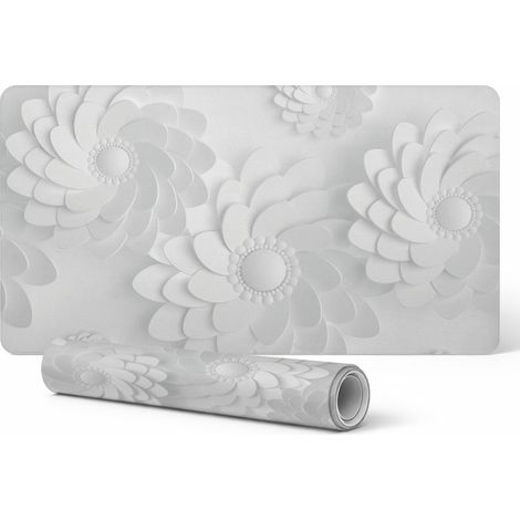 Alfombrilla de escritorio de vinilo con elegante estampado floral en espiral, 100x50 cm.