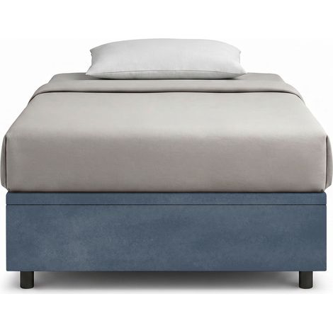 Letto Singolo Contenitore Imbottito 80x190 cm Microfibra Blu BoxMax (1/5)