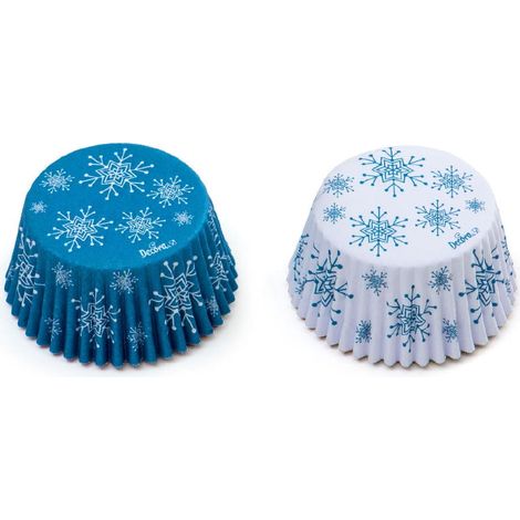 Muffinförmchen mit gefrorenem Schneeflockenmotiv, 50 x 32 mm, 36 Stück (1/2)