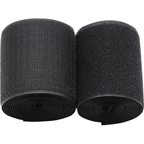 Extra großes (10 cm x 2 m) schwarzes, antihaftbeschichtetes Nylon-Klettband für Kabelmanagement und Näharbeiten (1/5)