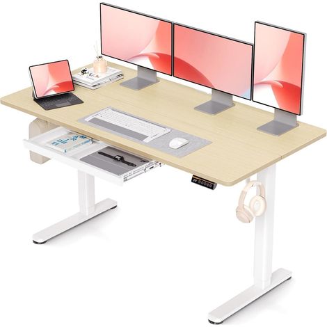 Höhenverstellbarer Elektrischer Schreibtisch 140x60 cm mit Schublade - Standing (1/5)