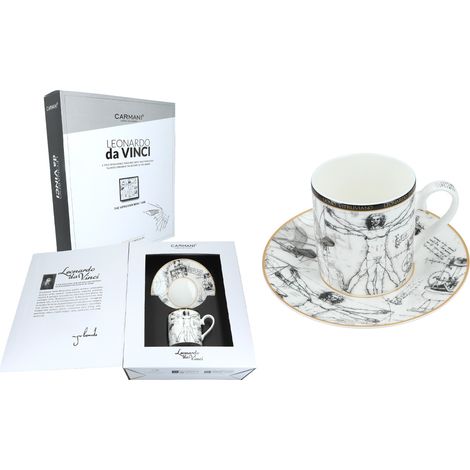 Set aus Tasse und Untertasse, Leonardo da Vinci, Vitruvianischer Mensch (1/5)
