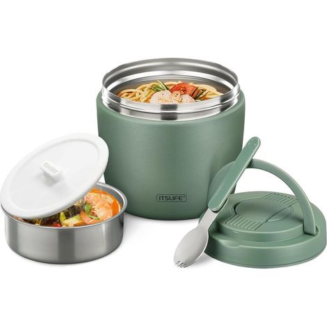 Thermobehälter 970ml Thermoschüssel Edelstahl Auslaufsicher Grün (1/5)