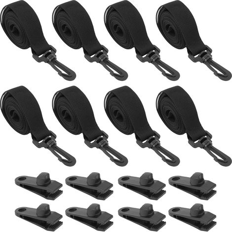 Kit de fixation de bobine de couverture solaire de piscine, 8 pièces, sangles de natation enterrées, pinces, couverture à fixation tactile (1/5)