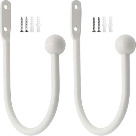 Große, weiße, gebogene Gardinenhaken, 2er-Set, Gardinenhalterungen aus Aluminiumlegierung, Gardinenzubehör (1/5)