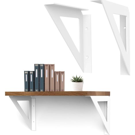 Lot de 4 Équerres d'Étagère Blanches - Charge Lourde : 20 cm - Charge Maximale : 60 kg - pour Montage Mural, Atelier, Garage et Bureau à Domicile (1/5)