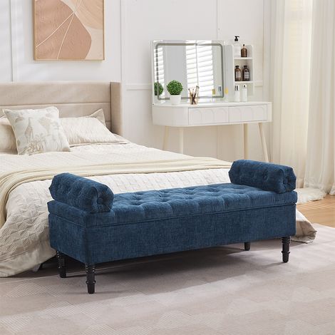 Chenille Upholstered Storage Bench (1/3)