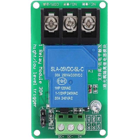 Relaismodul mit 1 Kanal und Optokoppler-Isolation, unterstützt High- und Low-Pegel-Triggerschalter, 30 A, 5 V