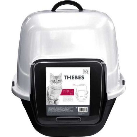 MPETS Maison de toilette Thebes - 62x53x58 cm - Noir et blanc - Pour chat