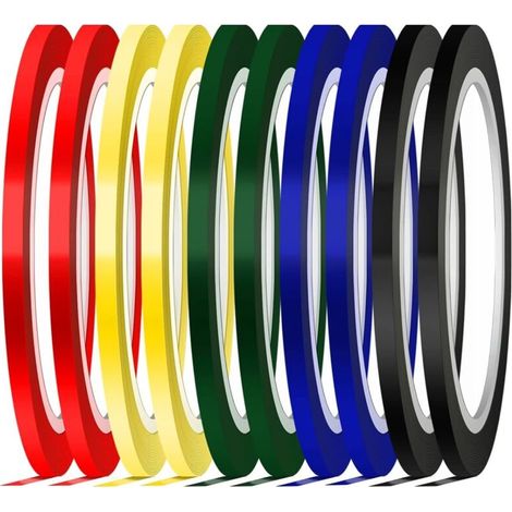 Markierungsband, 5 Farben, selbstklebendes Klebeband, 3 mm Breite, Grafikband, farbiges Klebeband (10 Stück)