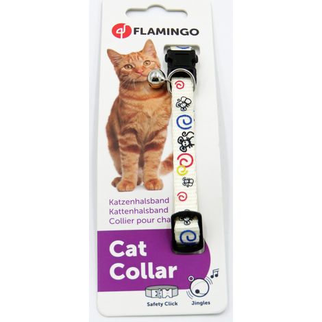 Collier réglable de 20 à 35 cm blanc avec motif souris pour chat - Flamingo (1/4)