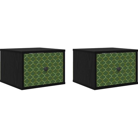 Maison Exclusive - Mobiletto da comodino a parete GELEEN 2 pz Rovere Nero (1/5)