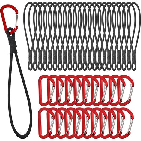 20 pièces Tendeurs Elastique avec Mousqueton 20cm, Tendeur Elastique, Corde Elastique, Crochet de Tension en Caoutchouc Tendeurs Elastique avec Crochets pour Camping, Bâches, Tente (1/5)