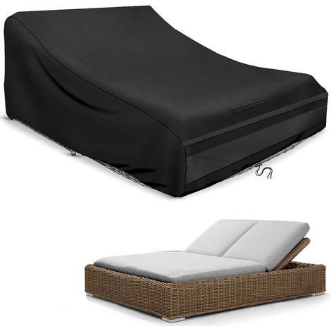 Schleuder Sun Lounger Cover for 2 Persons, 210 x 160 x 35/75 cm, 420D Cover, Waterproof, Windproof, UV Resistant, Black (1/5)